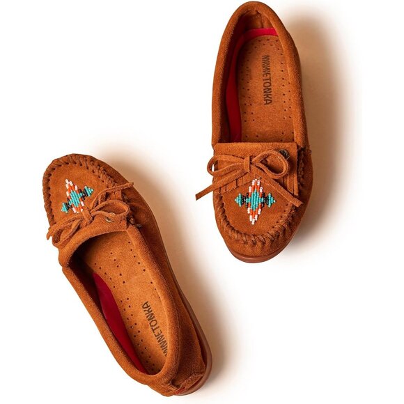 Women's Velvet Suede Beaded Embroidery Flower Beauty Pull On Brown Slipper Boot - Picture 2 of 6